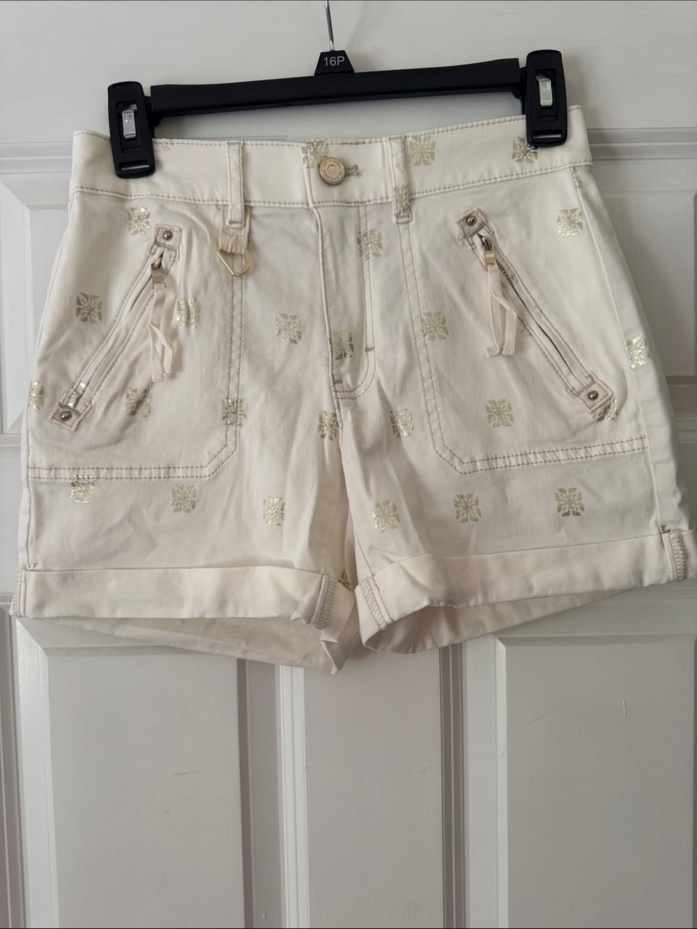 White House Black Market Cream High-Waist Shorts
